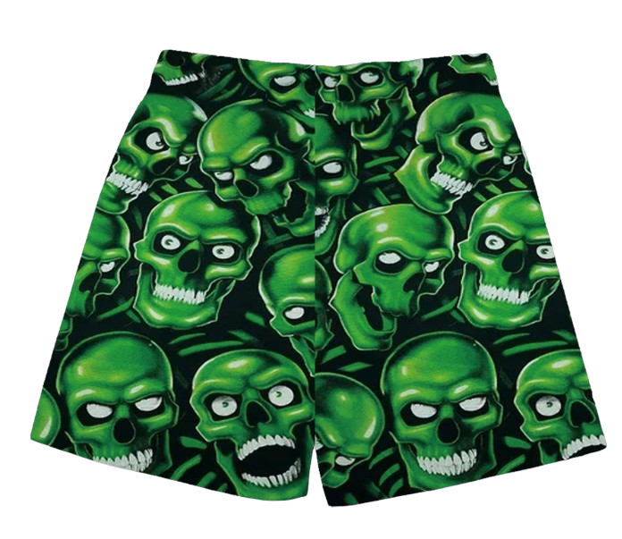 GREEN SKULL SHORTS