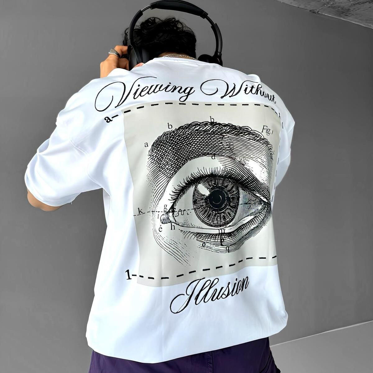 Men's vintage art print cotton T-shirt