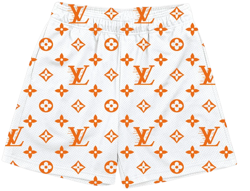 WHITE ORANGE L V SHORTS