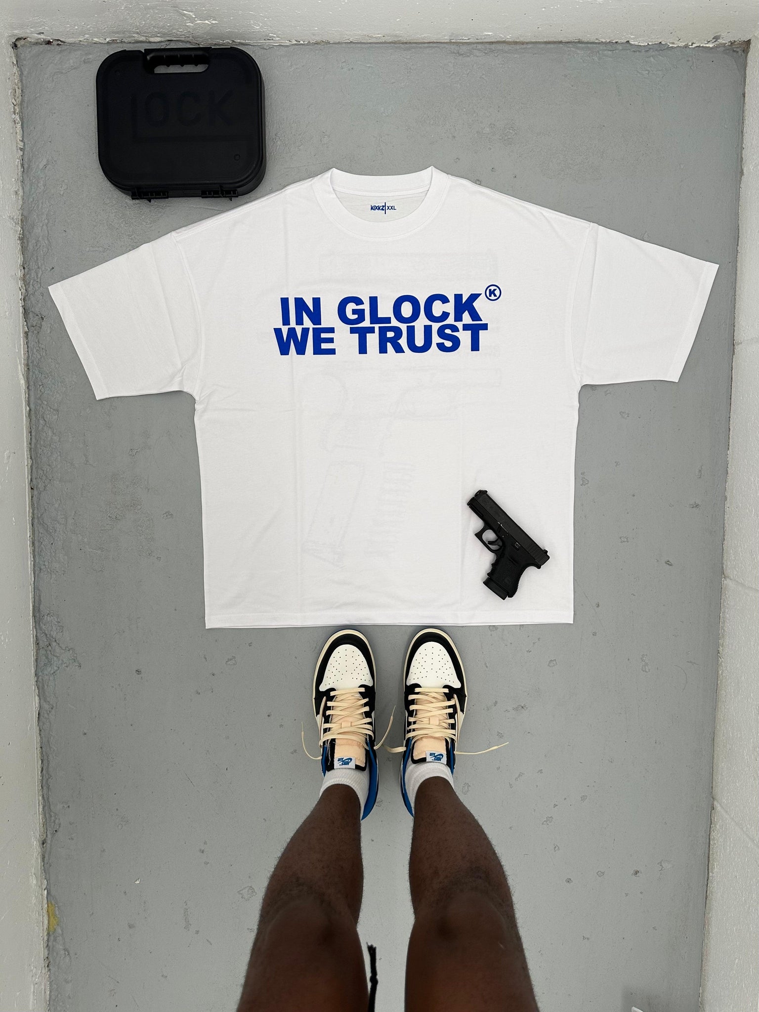 IN GLOCK WE TRUST OVERSIZED TEE (Blue)