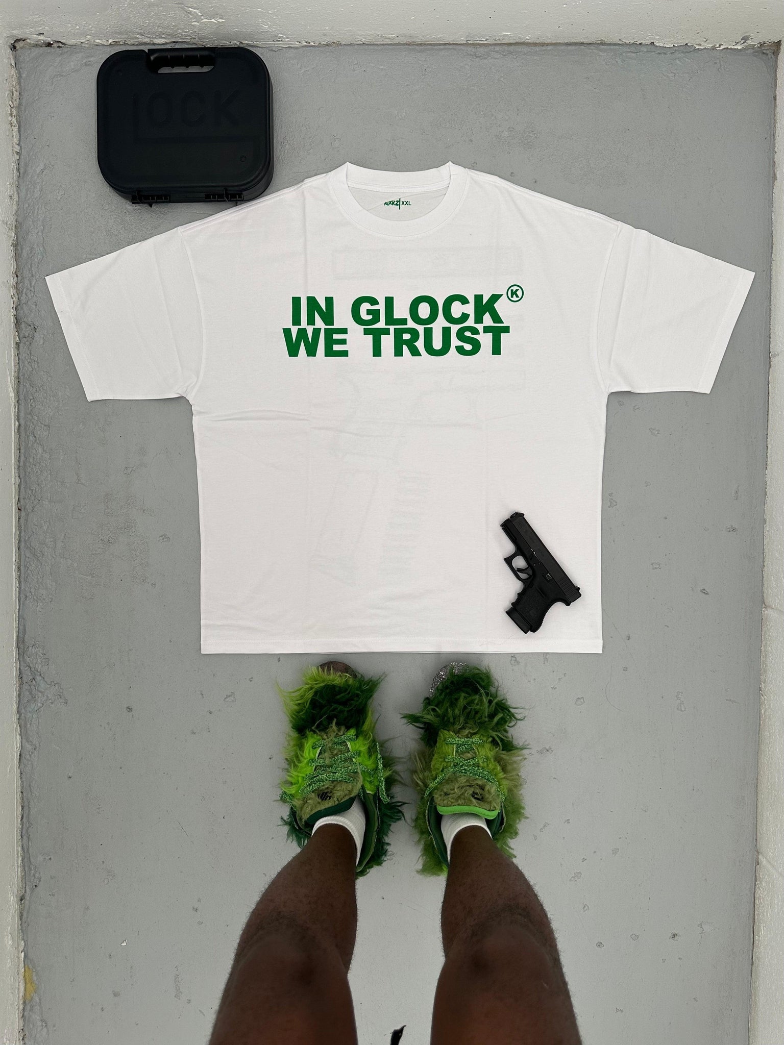 IN GLOCK WE TRUST OVERSIZED TEE (Grinch)