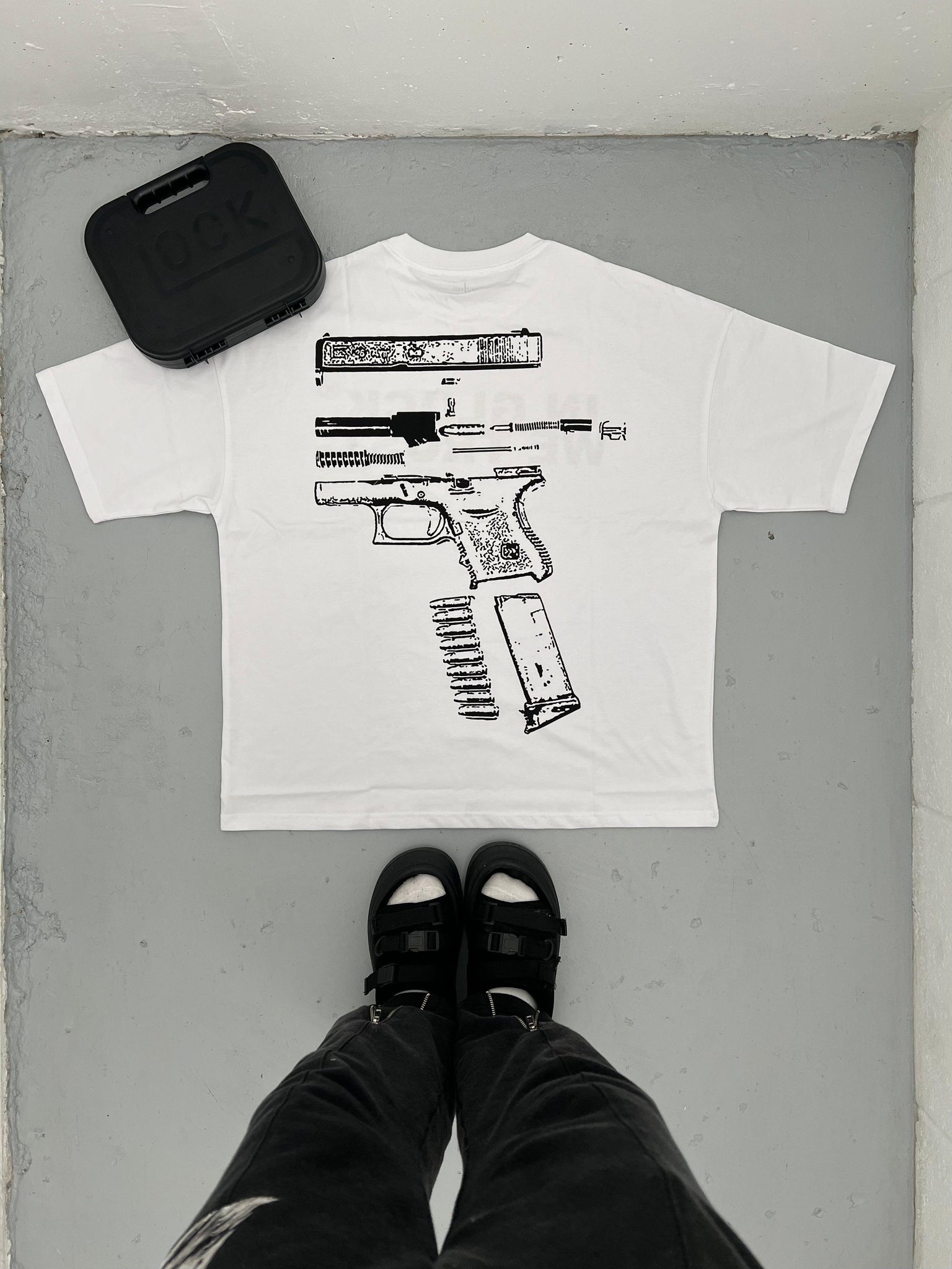 IN GLOCK WE TRUST OVERSIZED TEE (white)